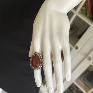 Sterling silver red/coral stone ring